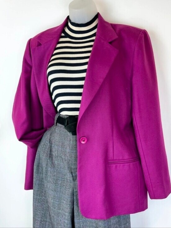 Joan Leslie Jackets & Blazers - 80s Vintage Fuchsia Magenta Wool Twill Blazer Jacket Joan Leslie